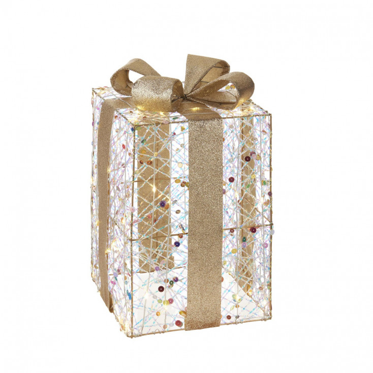 Decorazione natalizia pacco regalo medio con 60 led