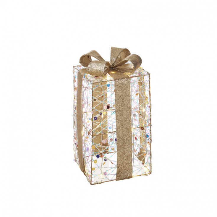 Decorazione natalizia pacco regalo piccolo con 40 led