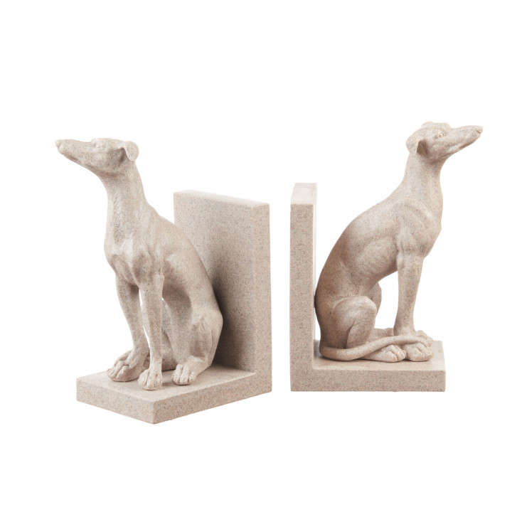 Fermalibri con scultura di levriero in resina