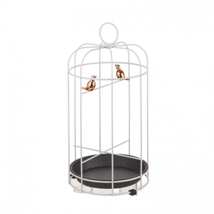 Porta ombrelli in metallo a forma di gabbia con uccellini
