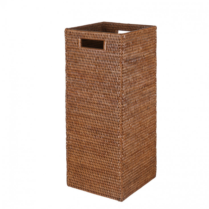 Porta ombrelli in rattan e base in metallo