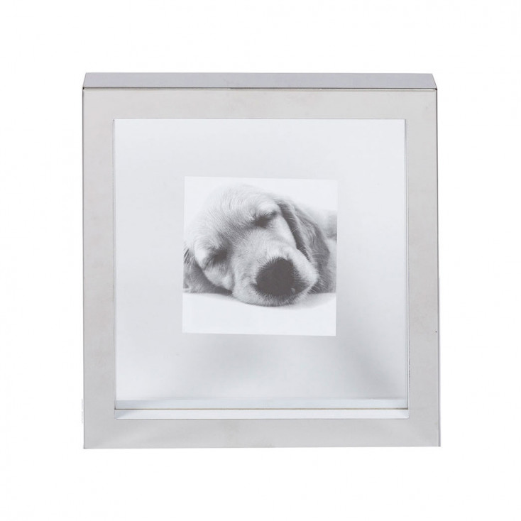 Portafoto da tavolo quadrato piccolo in acciaio dal design moderno