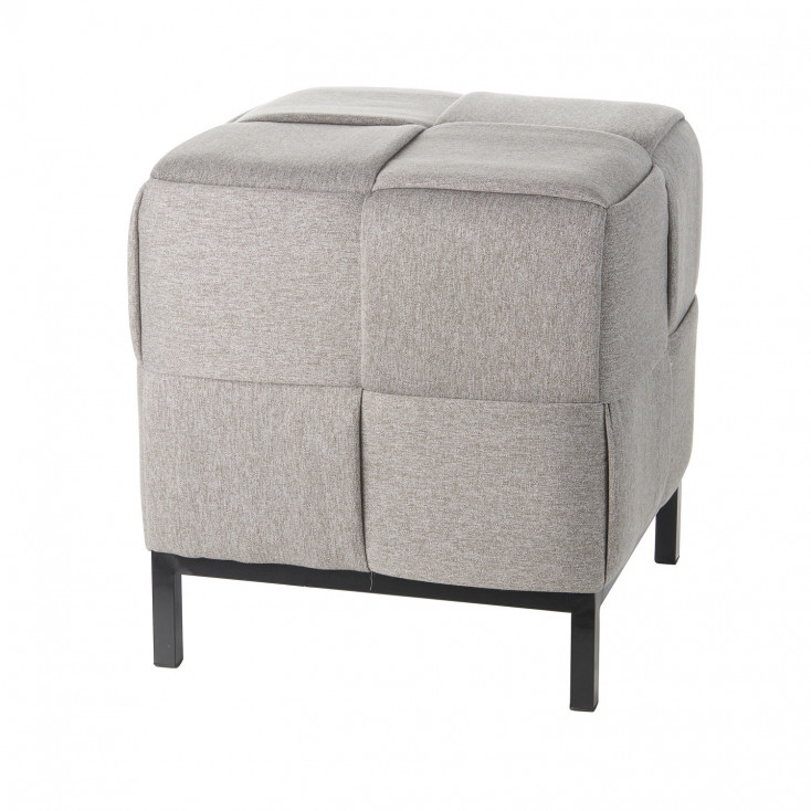 Pouf con gambe in metallo e rivestimento in tessuto dal design moderno