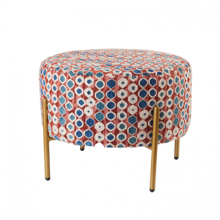 Pouf da salotto struttura in legno gambe in metallo e rivestimento in tessuto