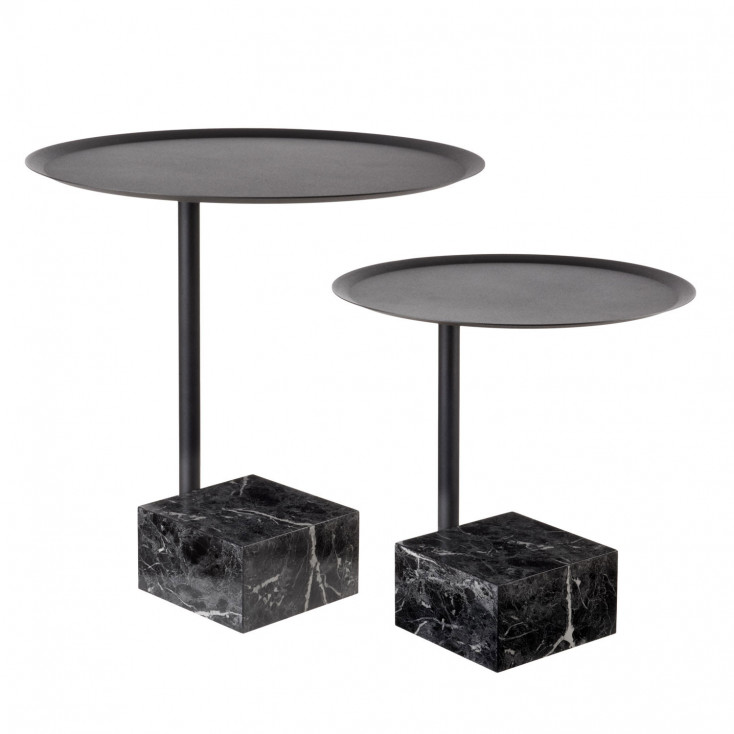Set 2 tavolini moderni con base in marmo nero