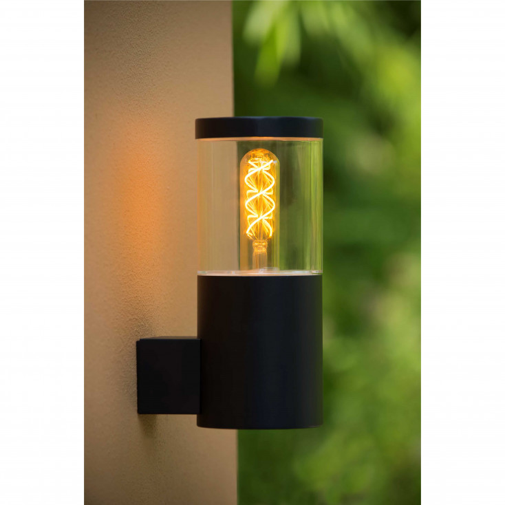 Applique da esterno con struttura moderna in acciaio e diffusore in vetro