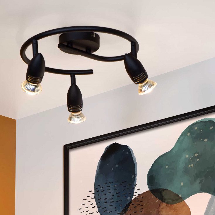 Faretto in metallo con triplo diffusore orientabile dal design minimalista