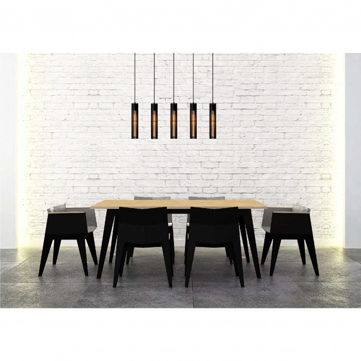 Lampada a sospensione con 4 diffusori in metallo dalle linee moderne