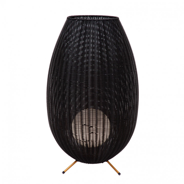 Lampada da terra da esterno a led ricaricabile con diffusore in rattan