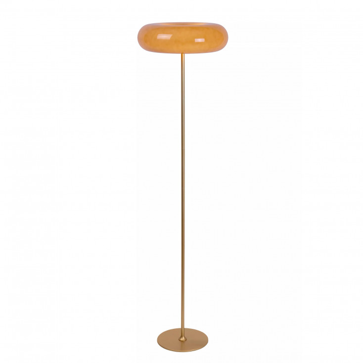 Lampada da terra moderna con struttura in metallo e diffusore in vetro