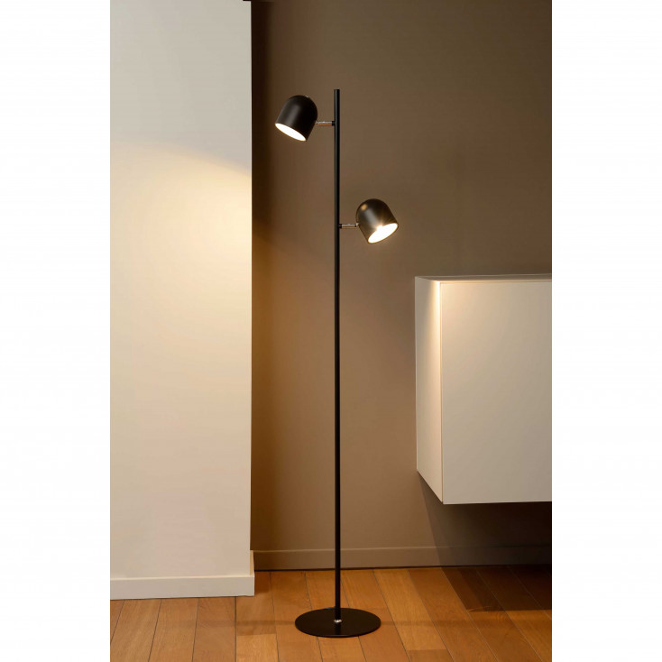 Piantana dal design moderno con base in metallo e 2 diffusori LED orientabili