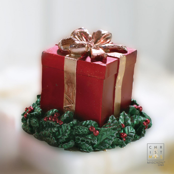 Candela natalizia a forma di regalo
