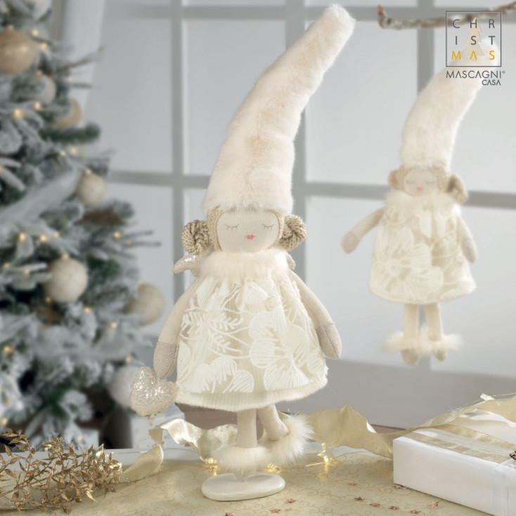 Decorazione natalizia pupazzetto grande scamosciato