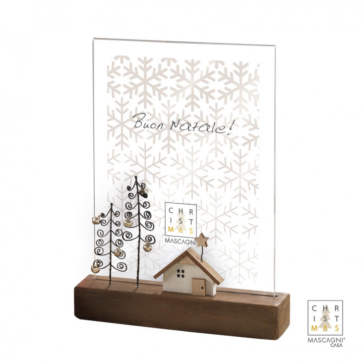 Portafoto natalizio con base in legno