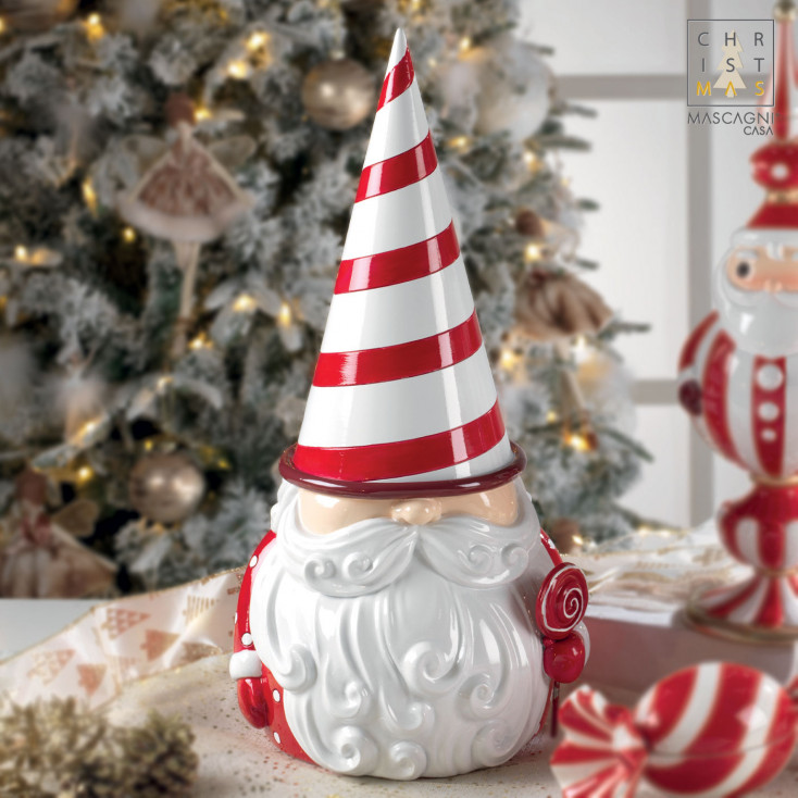 Statuina con Santa Claus in resina con decori natalizi