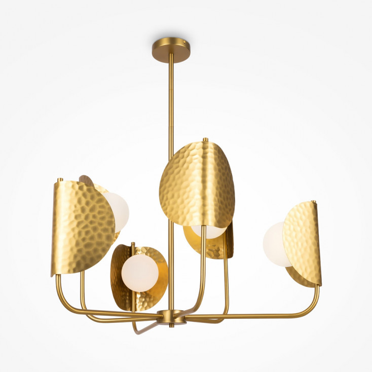 Lampadario moderno in metallo con 6 diffusori a boccia in vetro