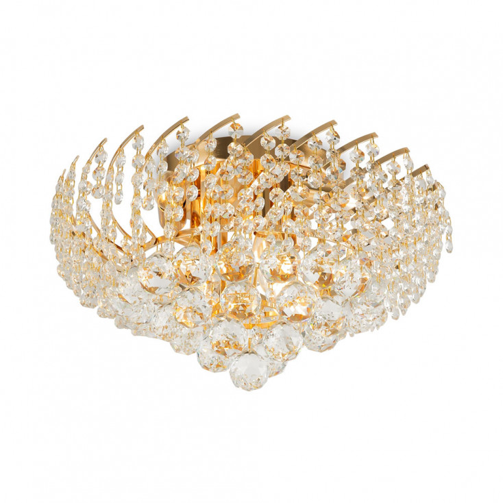 Lampadario classico con pendenti in cristallo e struttura in metallo