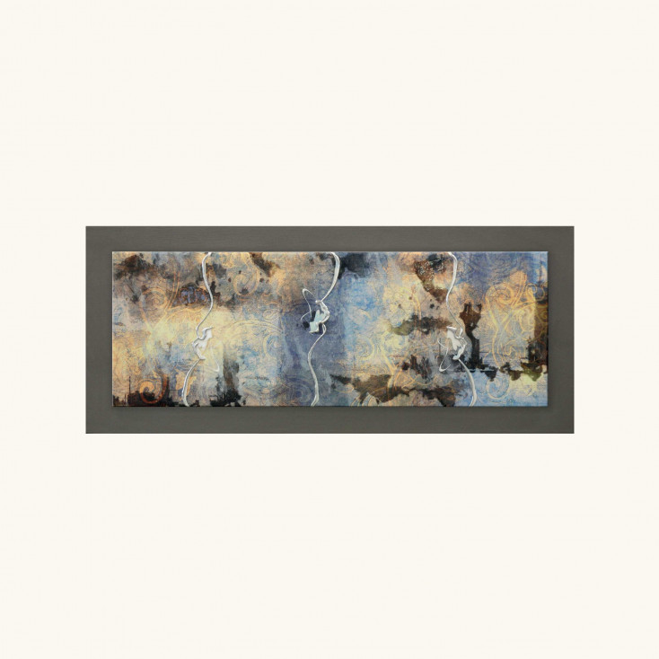 Quadro moderno astratto tema in rilievo in legno dettagli in argento