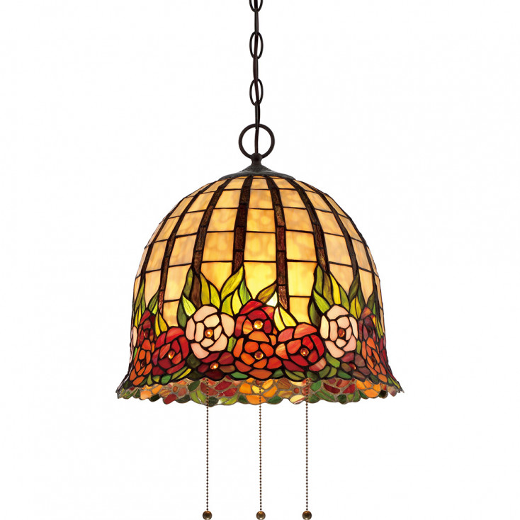 Lampadario classico con diffusore in vetro tiffany con 3 luci