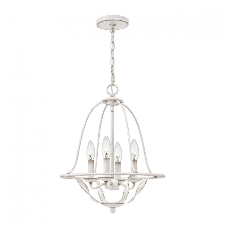 Lampadario dal design rustico in acciaio con diffusore a 4 luci