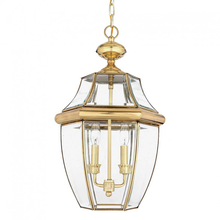 Lampada a sospensione grande da esterni in rame massiccio e diffusore in vetro