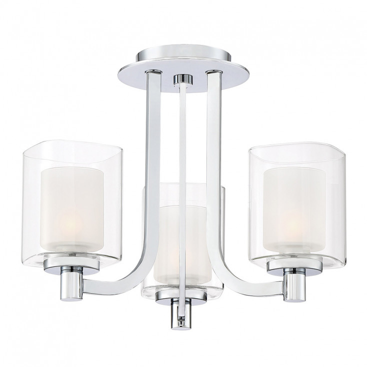 Lampada da soffitto da bagno struttura in acciaio e 3 diffusori in vetro opalino