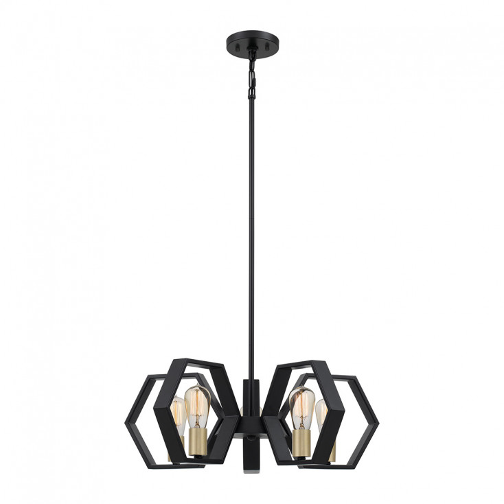 Lampadario con struttura in acciaio dal design moderno a 5 luci