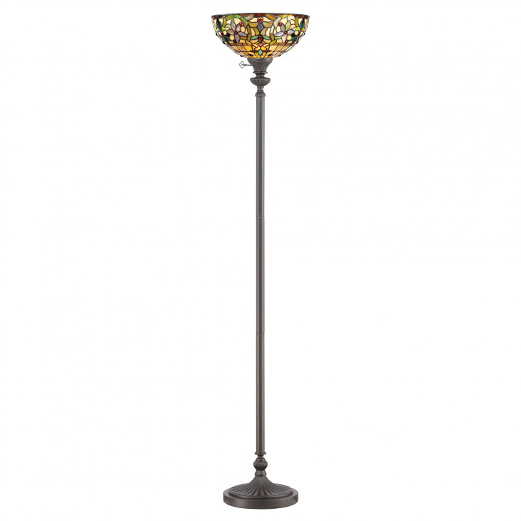 Piantana in stile classico in metallo e diffusore in vetro tiffany 1 luce