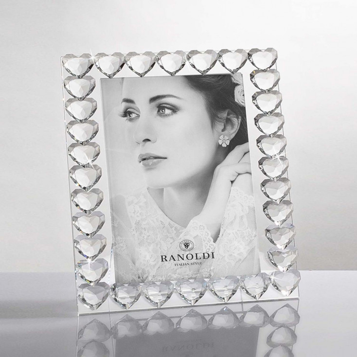 Cornice portafoto in cristallo con cuori