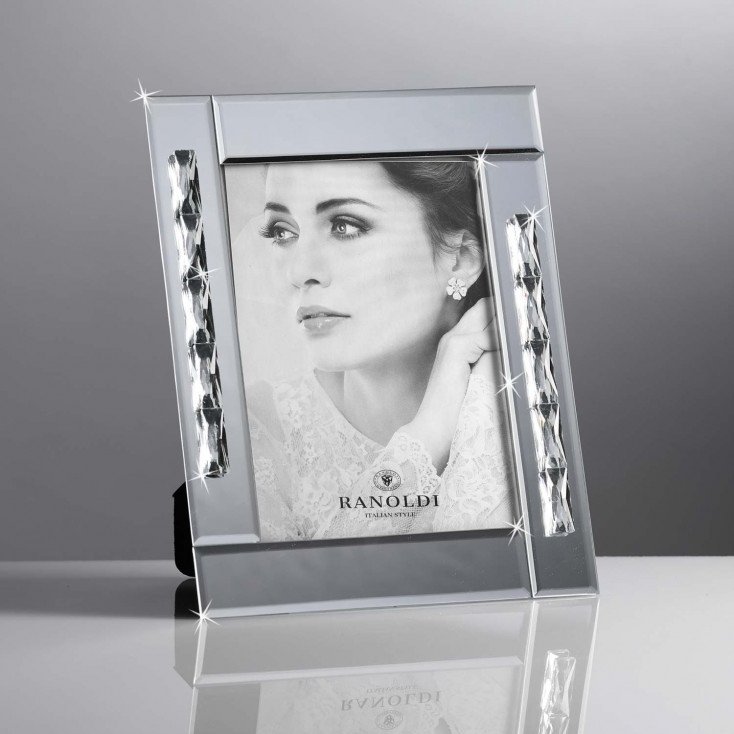 Portafoto con cornice in cristallo a specchio