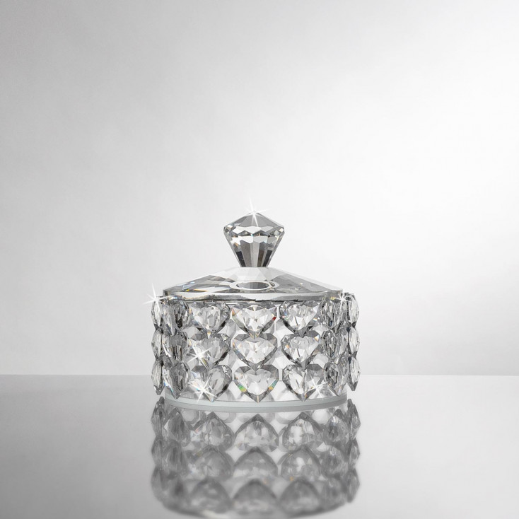 Portagioie medio in cristallo a cuori con coperchio