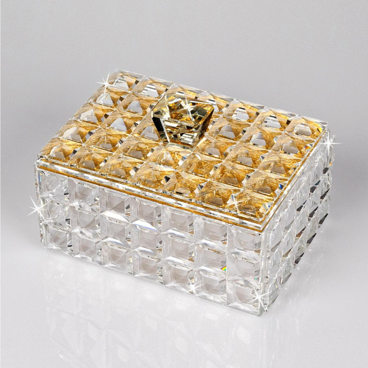 Portagioie medio in cristallo mosaico con coperchio