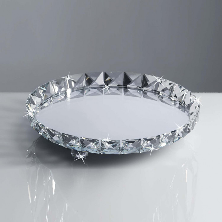 Vassoio in cristallo rotondo specchiato