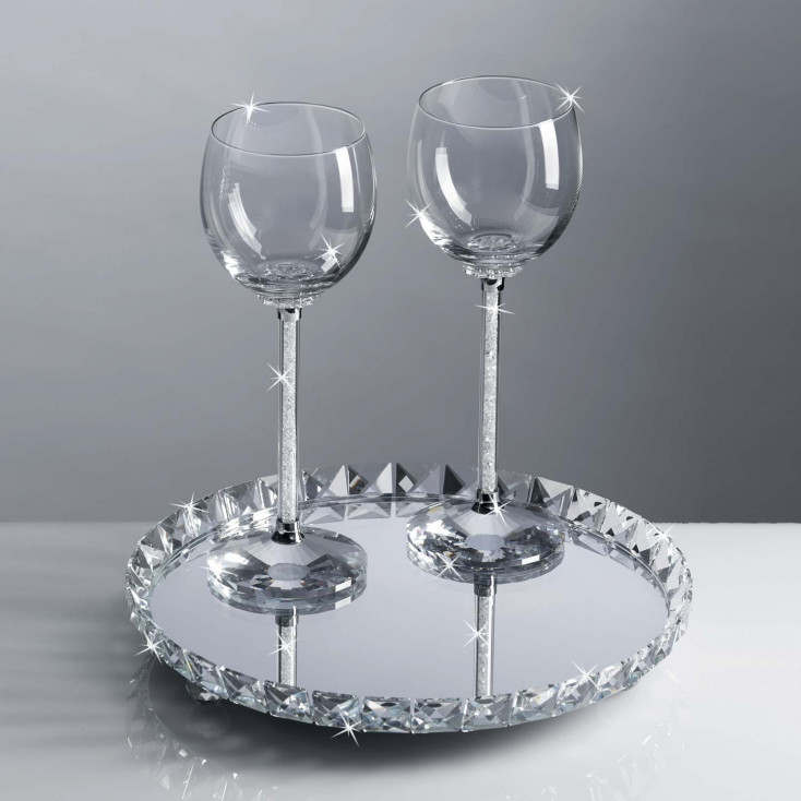 Vassoio rotondo in cristallo specchiato