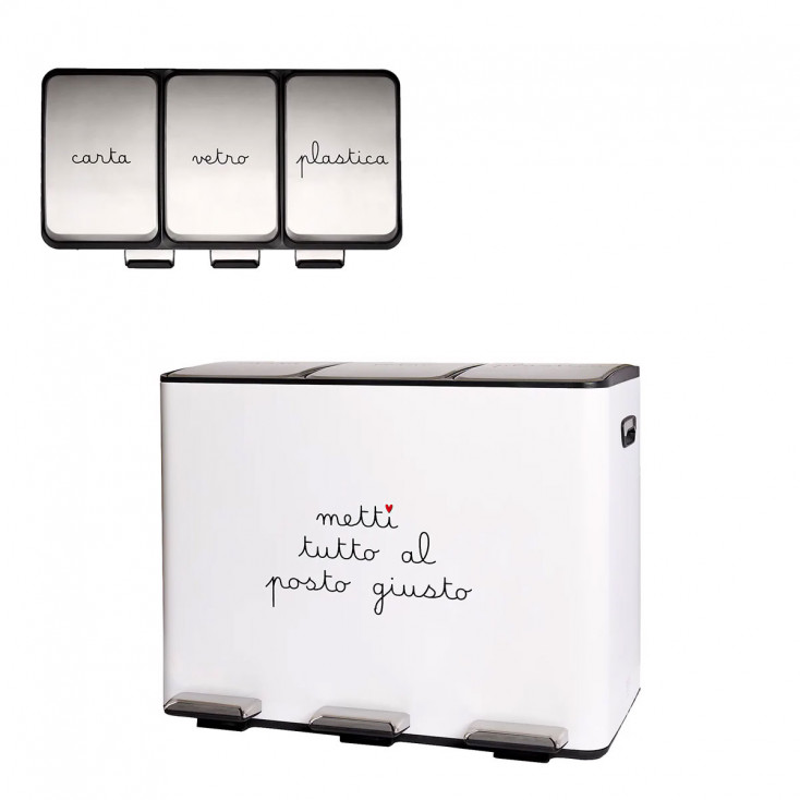Pattumiera differenziata 3 scomparti da 15L