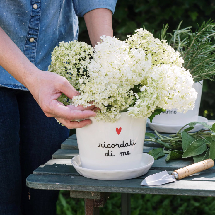 Vaso con sottovaso in ceramica