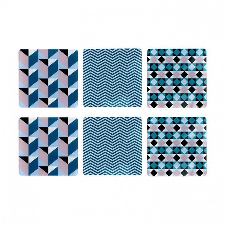 Set 6 pezzi Sottobicchiere quadrato in PMMA dal design moderno decoro Modern