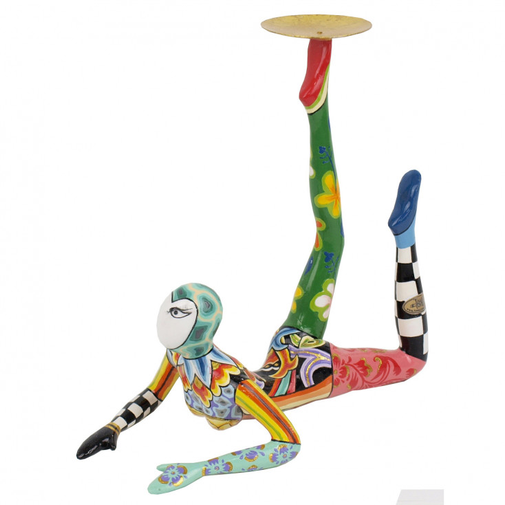 Scultura da tavolo in marmorino con acrobata dal design eclettico