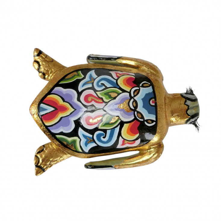 Scultura da tavolo in marmorino dal design eclettico con tartaruga