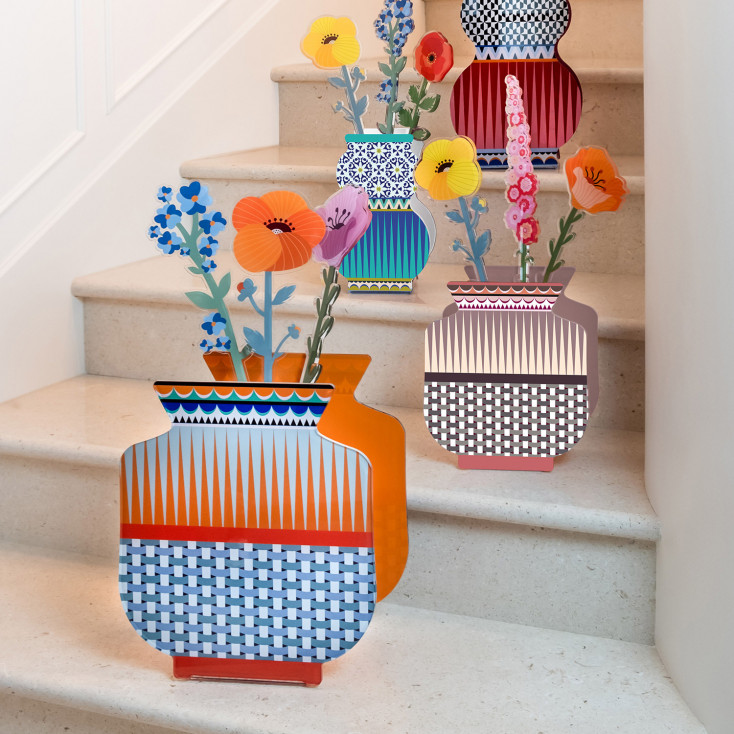 Vaso grande in plexiglass dal design moderno con decoro Osaka