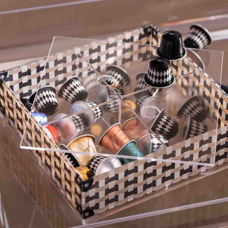 Contenitore multiuso con 4 scomparti decorato