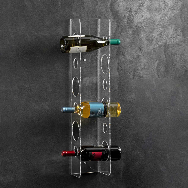 Portabottiglie da parete in plexiglass dal design moderno