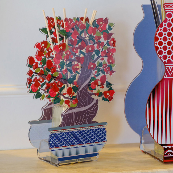 Profumatore in vetro con copertura in plexiglass bouganville piccolo