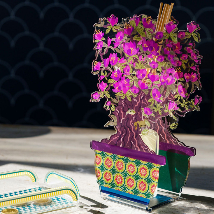 Profumatore per ambiente in plexiglass con bastoncini fragranza inclusa da 100ml