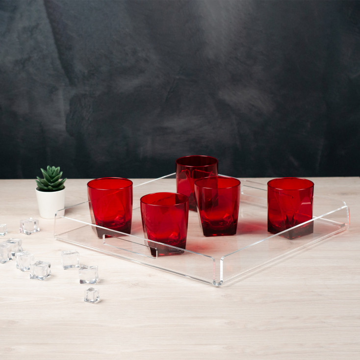 Vassoio quadrato grande in plexiglass dal design moderno ed elegante