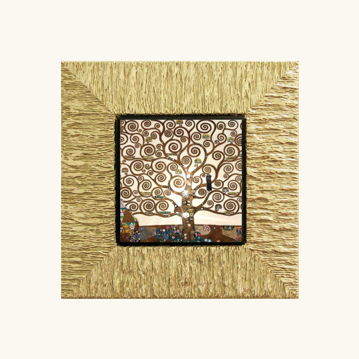 Stampa con cornice piccola in legno dorato "L'albero della vita" 26x26