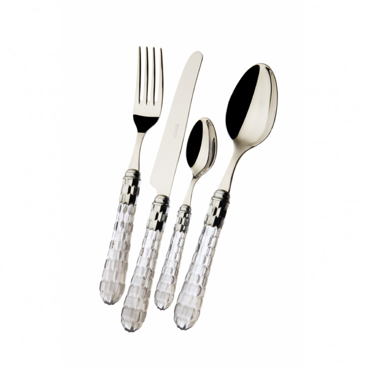 Set di posate 24pz con ghiera cromata collezione "Cristallo"