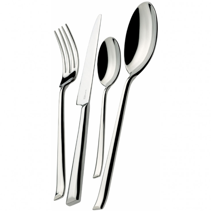 Posate da tavola con finitura lucida a specchio Set 24 pezzi modello "Duetto"