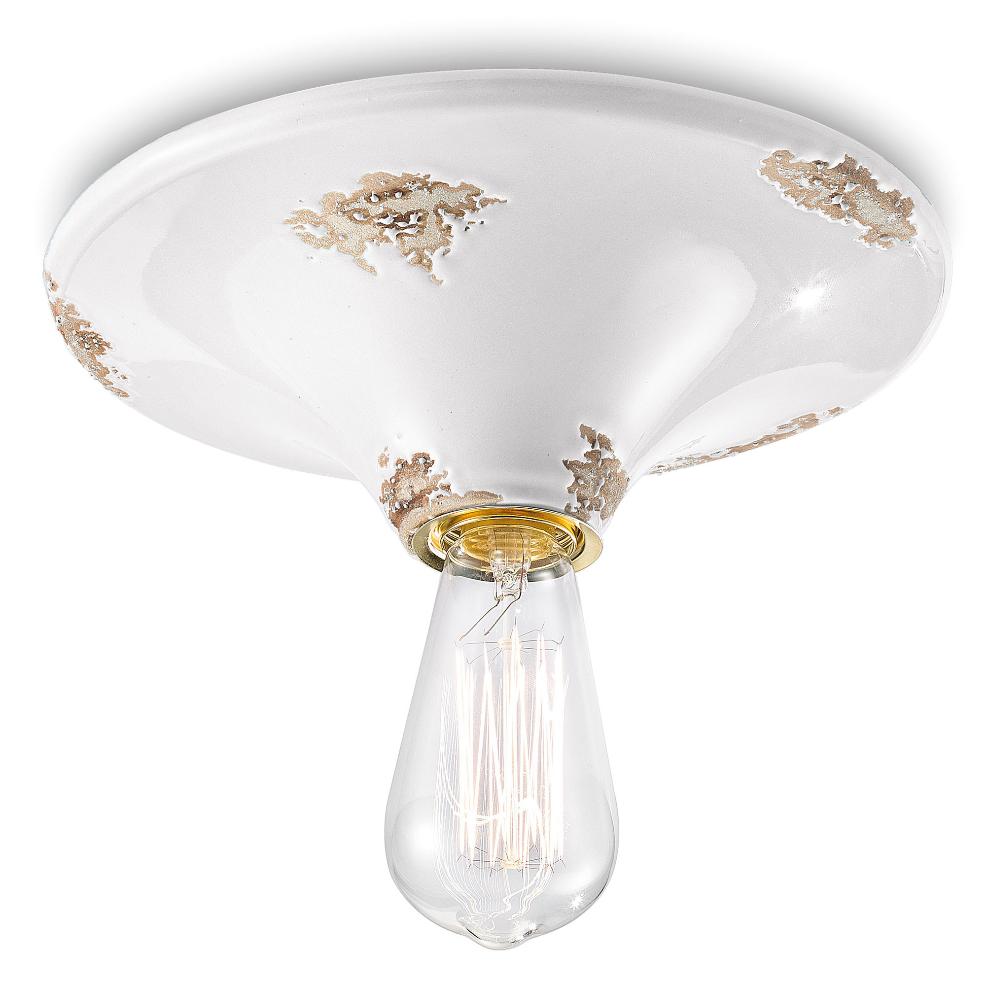 Plafoniera Vintage A Soffitto In Vetro Bianco Latte - Stile Industriale Per Corridoio, Cucina, Camera