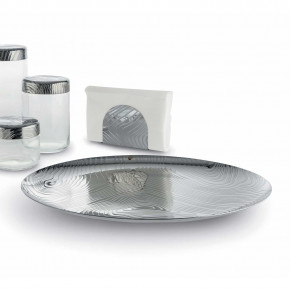 Alessi - Modello: Veneer - Vassoio rotondo in acciaio inossidabile con decoro a rilievo dalle linee moderne - SKU: PU07-